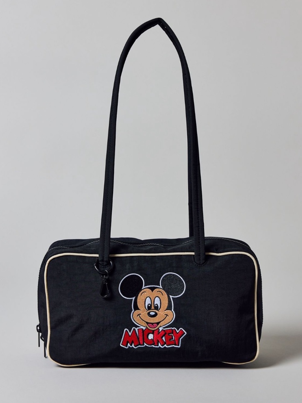 Black Mickey Embroidered Shoulder Bag